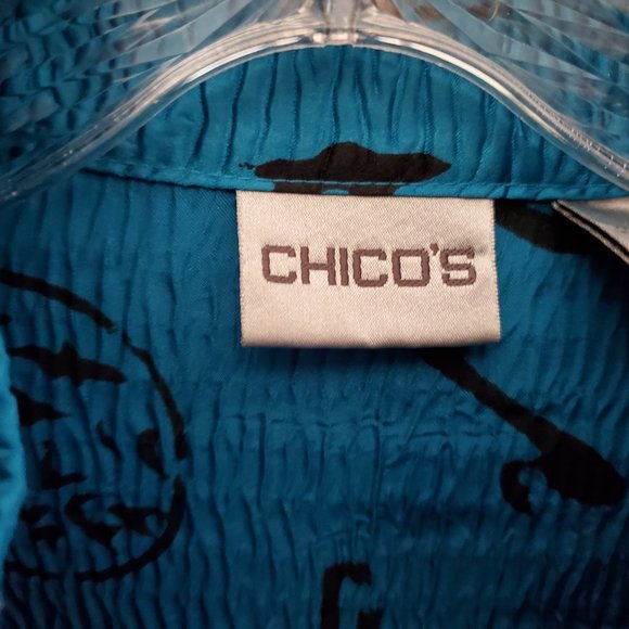 Turquoise Top - Chicos 3 - Asian Theme/Mandarin Collar - Picture 3 of 6